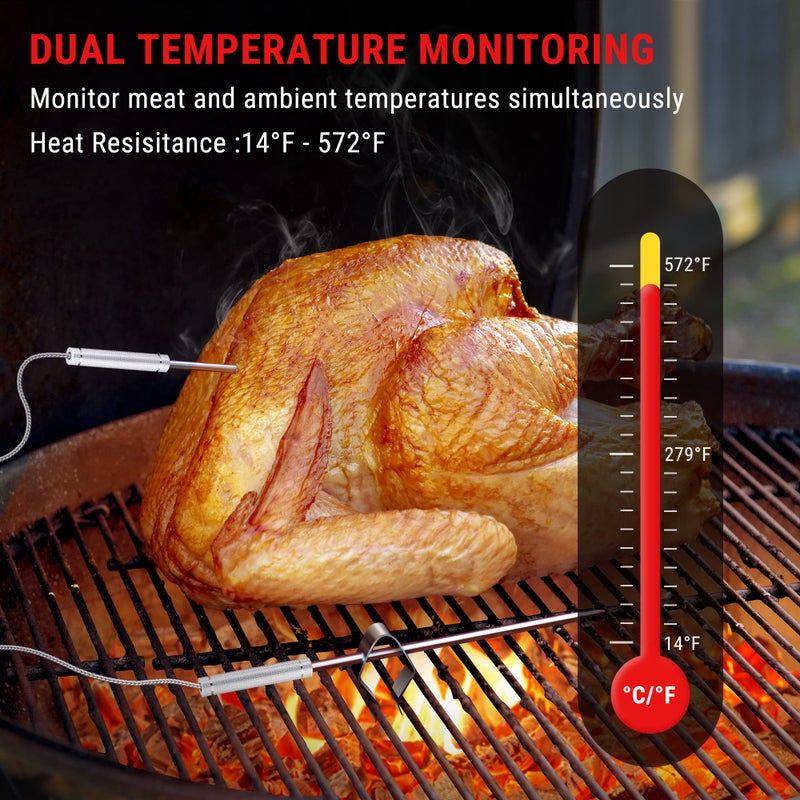 ThermoPro Meat Thermometer Wireless TP28 with Dual BBQ Probe, Grill Thermometer for Outside Grill, Meat Thermometer for Smoker Oven Grill, Digital Food Thermometer for Beef Turkey Lamb - Image 3
